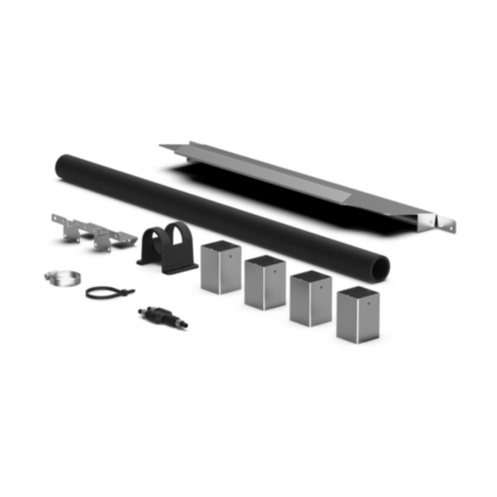 Unox Linemiss Stacking Kit Components Including Pipes, Brackets, And Mounting Hardware For Full-Size Ovens