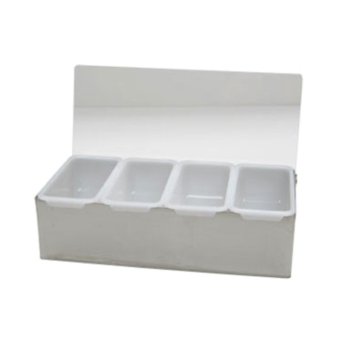 SSCH-4 Bar Condiment Holder 12" Wide 4-Compartment Stainless Steel Dispenser