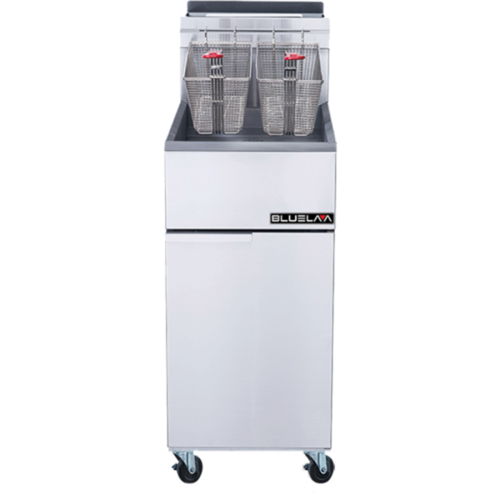 BLUELAA BLF4-NG 50 lbs. Natural Gas Floor Model Tube Fryer