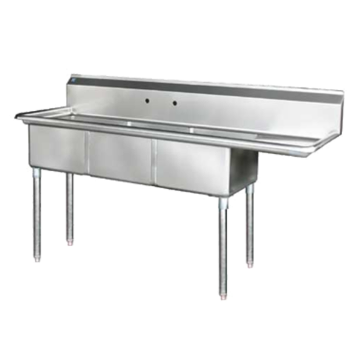 Blueair BS3-18-12/R 75" Three Compartment Stainless Steel Commercial Sink