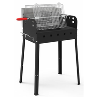 Étiquette alternative : OMCAN 47314 Barbecue au charbon peint en acier avec double grille, barbecue extérieur au charbon en acier noir avec double grille de cuisson