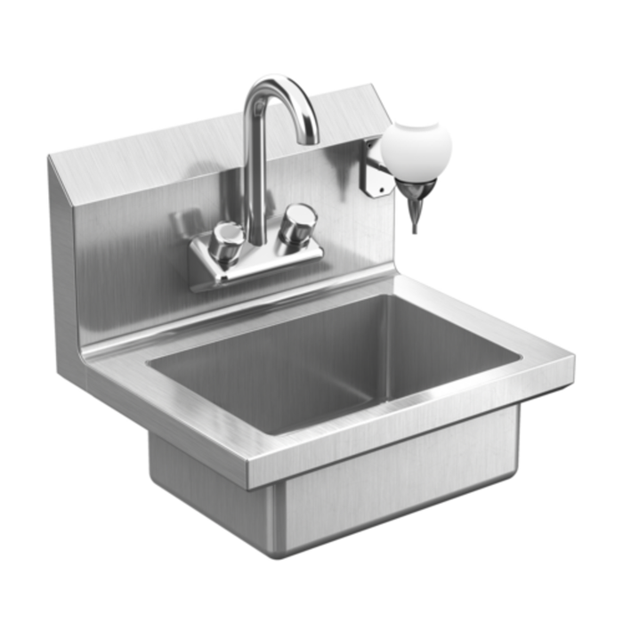 Winholt WHWS1410HV 18"W x 15"D Wall Mounted Stainless Steel Hand Sink Kit