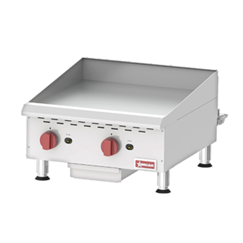 OMCAN 43730 24-Inch Gas Countertop Griddle With Independent Controls And Stainless Steel Body