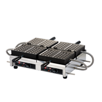 Commercial Brussels Waffle Maker With Stainless Steel Frame And Four 4x6 Cast Iron Plates For High-Volume Use