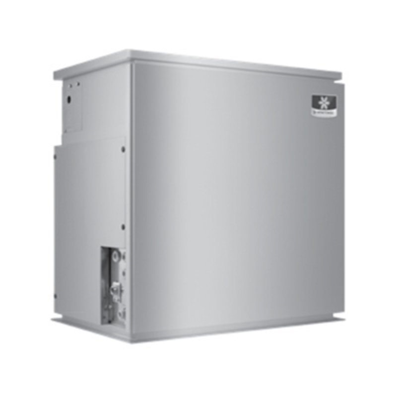 Manitowoc Flake Ice Machine Remote Flake Ice Maker Side View, Stainless Steel Design, Efficient High-Volume Ice Production