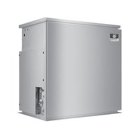 Manitowoc Flake Ice Machine Remote Flake Ice Maker Side View, Stainless Steel Design, Efficient High-Volume Ice Production