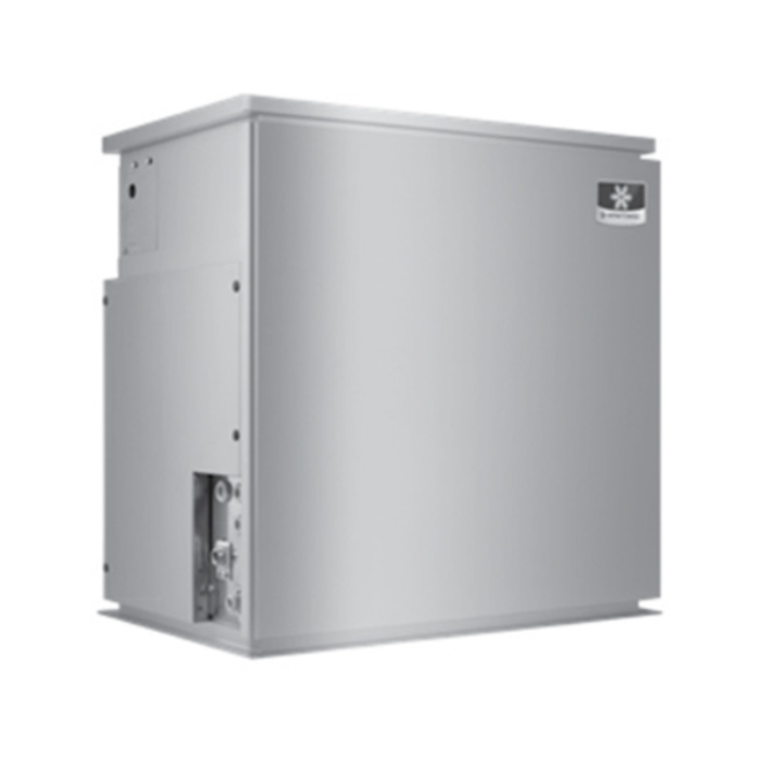 Manitowoc Flake Ice Machine Remote Flake Ice Maker Side View, Stainless Steel Design, Efficient High-Volume Ice Production