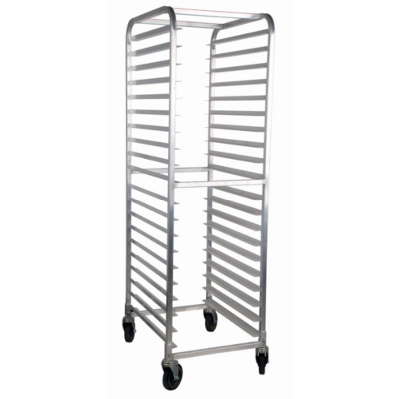 Manufacturer 47802 20 Pan Capacity Commercial End-Load Bun Pan Rack mobile aluminum bakery sheet pan rack with casters, 20-pan storage