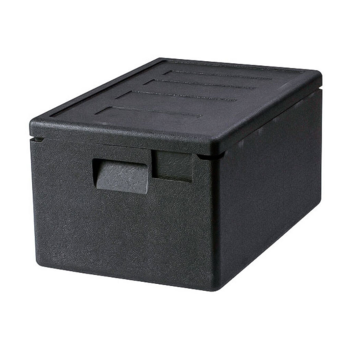 Omcan 44549 Transporteur alimentaire en plastique isolé de 10,4 gallons boîte noire isolée avec couvercle pour traiteur chaud et froid