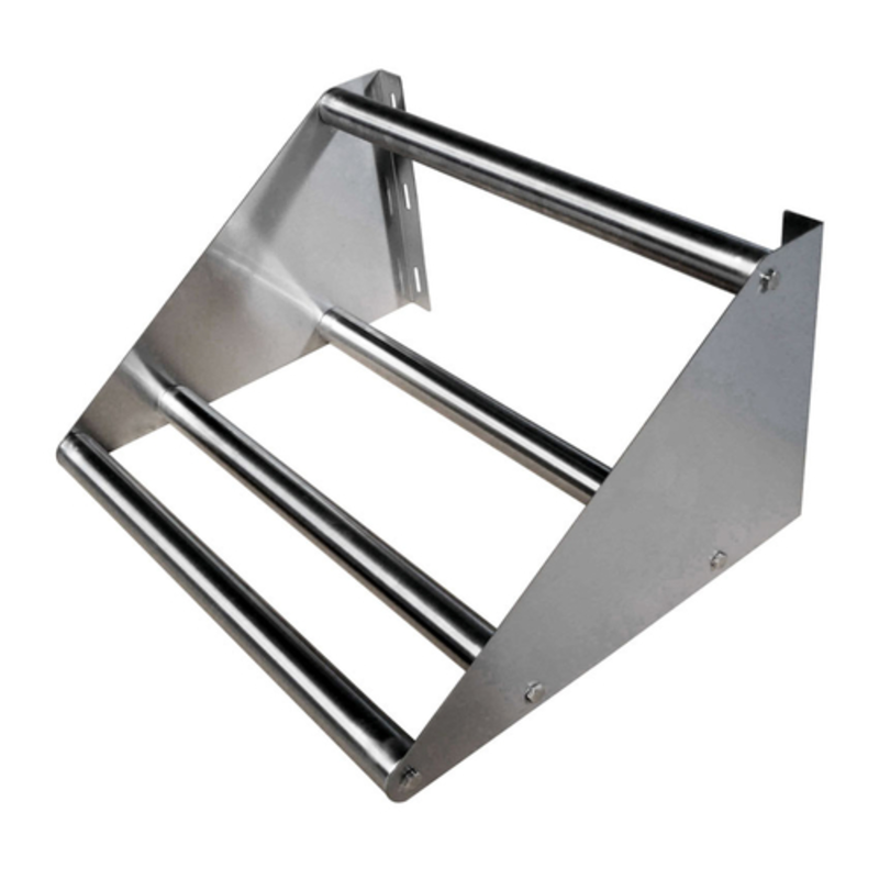 Heavy Duty Aluminum Shelving Unit With Three Metal Rods For Commercial Storage Solutions.