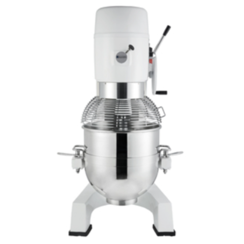 Eurodib M60A220ETL 60 Quart Planetary Mixer with Attachments in stainless steel finish.