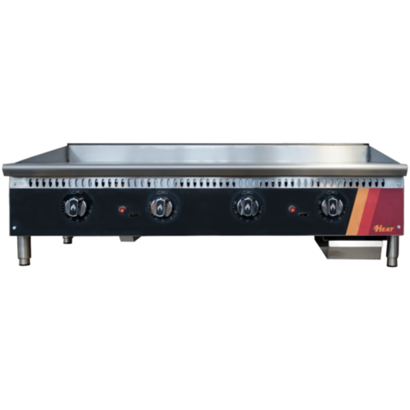 Versa Heat HGT48-P 48" Thermostat Controlled Countertop Gas Griddle With Four Control Knobs