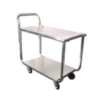 Chariot à stock OMCAN 13118 en acier inoxydable avec capacité de 700 lbs, chariot utilitaire de 2 tablettes avec poignée et roulettes pour cuisine commerciale