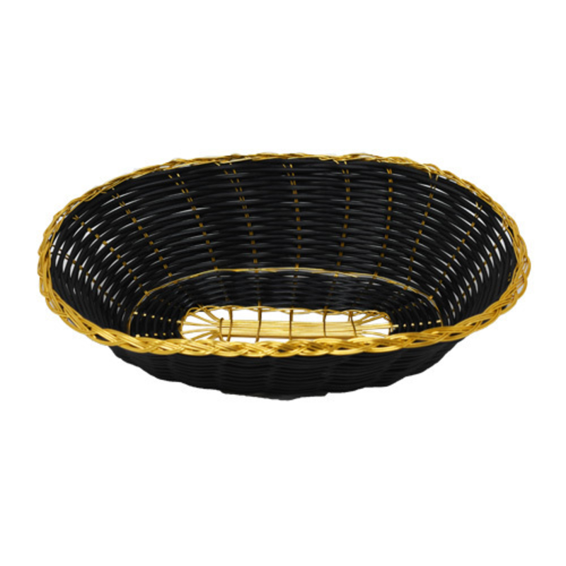 Wire Display Basket For Merchandiser With Black And Gold Accents, Ideal For Retail Displays And Organization