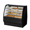 Curved Glass Bakery Display Case Showcasing Pastries, Donuts, And Baked Goods For An Elegant Presentation.
