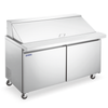 Omcan 59047 Aurora 60" Wide Refrigerated Sandwich Salad Prep Table stainless steel commercial prep table with refrigerated base and hinged lid