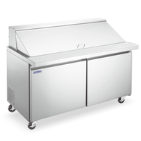 Omcan 59047 Aurora 60" Wide Refrigerated Sandwich Salad Prep Table stainless steel commercial prep table with refrigerated base and hinged lid
