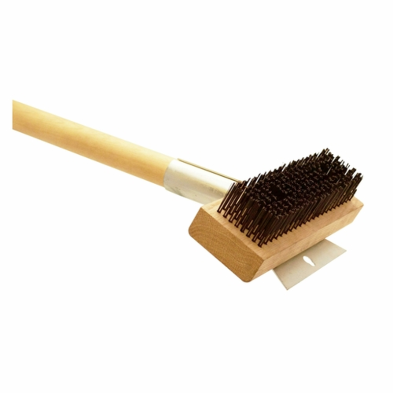 Omcan 44216 15-inch Heavy-Duty Broiler Grill Brush for Commercial Kitchens heavy-duty grill grate cleaning brush with scraper