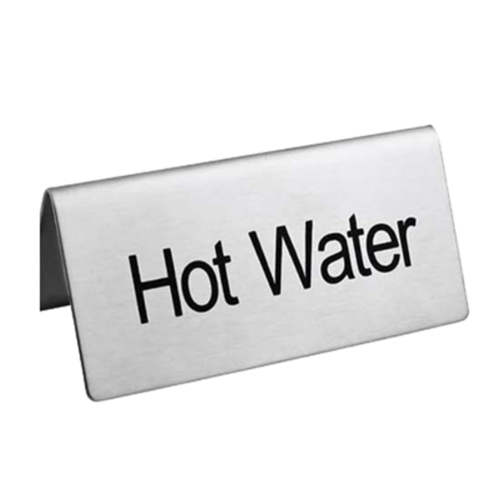 Omcan 80140 "Hot Water" Beverage Tent Sign Stainless Steel