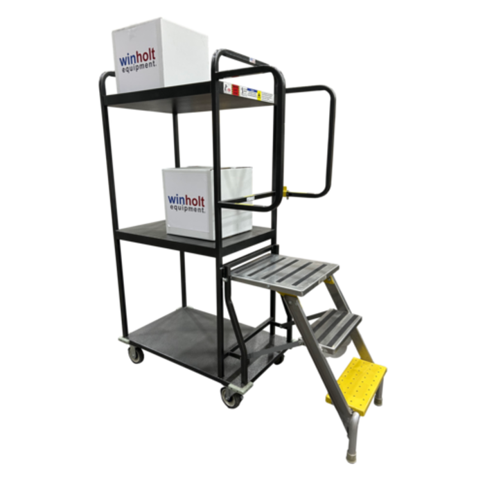 Chariot échelle mobile en acier Winholt SC-3-2332-NHMLC-WM de 60,5 po L x 24,75 po l avec 3 étagères