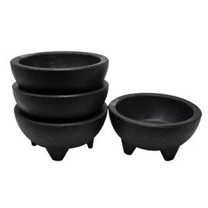 Omcan 80980 Ensemble authentique de salsa molcajete en roche volcanique Omcan 80980 : ensemble de quatre bols en pierre volcanique