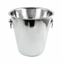 Alt Tag: Omcan 80833 Stainless Steel Double Wall 1.5 L Wine Bucket Cooler stainless steel ice bucket with side ring handles