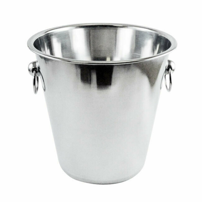 Alt Tag: Omcan 80833 Stainless Steel Double Wall 1.5 L Wine Bucket Cooler stainless steel ice bucket with side ring handles