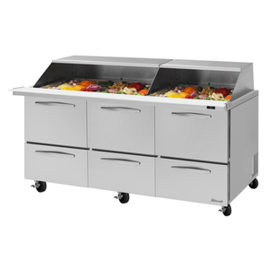 Turbo Air PST-72-30-D6-N-SL 72" Mega Top Sandwich/Salad Prep Table