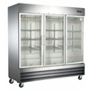 OMCAN 51028 Three Door Glass Merchandiser Refrigerator With Spacious Display For Beverages And Packaged Meals