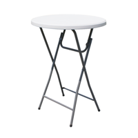 Omcan 41595 Round Folding Table 71" Diameter for Commercial Use tall round folding table with white top and gray legs