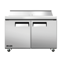 Omcan 58008 Juneau 60.4" Refrigerated Sandwich Salad Prep Table stainless steel two-door refrigerated prep station