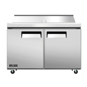 Omcan 58008 Juneau 60.4" Refrigerated Sandwich Salad Prep Table stainless steel two-door refrigerated prep station