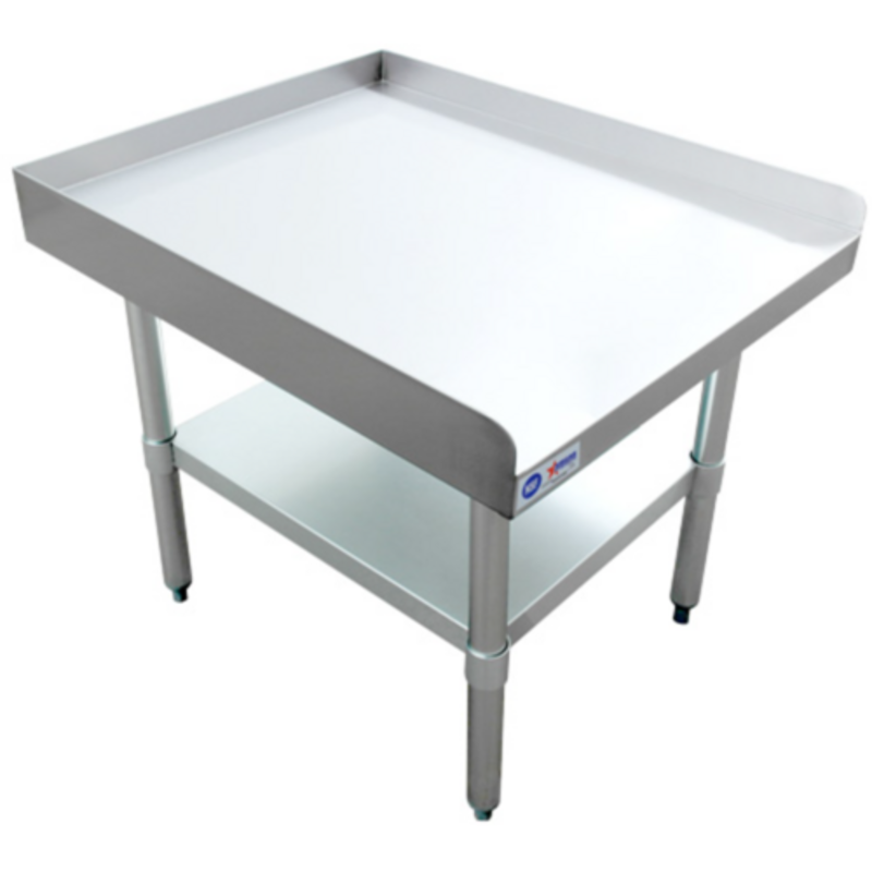 Stainless Steel Kitchen Equipment Stand With A Flat Surface And Bottom Shelf For Kitchen Organization