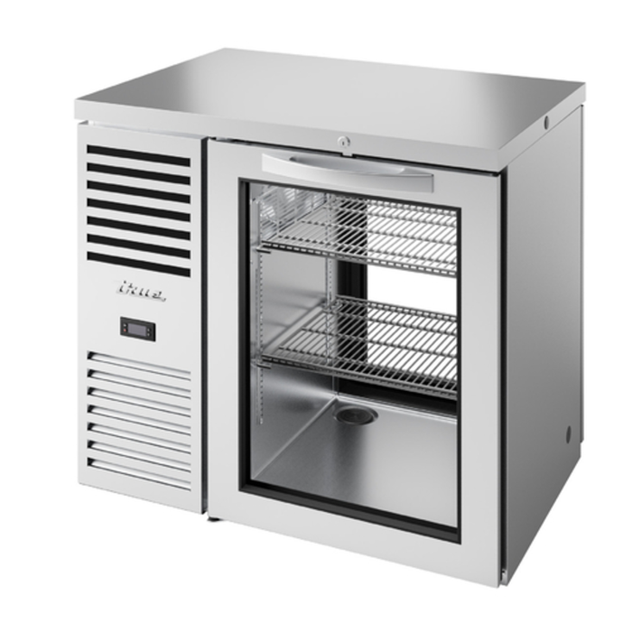 Réfrigérateur de bar arrière True Foodservice 36" avec deux portes vitrées traversantes
