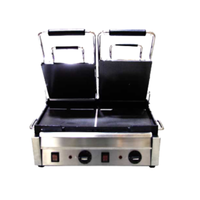 OMCAN 21466 Double Panini Grill 10" x 18" Smooth Surface