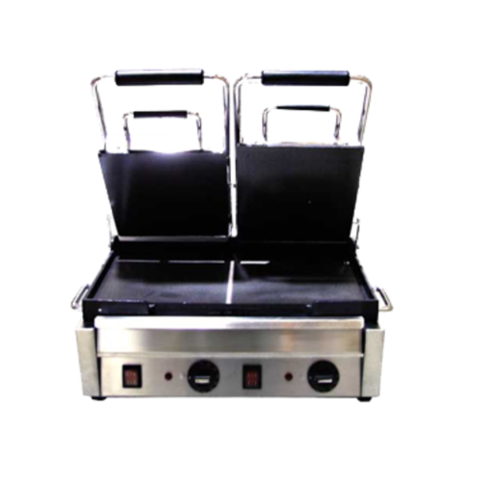 OMCAN 21466 Double Panini Grill 10" x 18" Smooth Surface