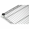 Alt Tag: Omcan 20107 Commercial Chrome Wire Stock Shelf 850 lbs Capacity 18 x 30 chrome wire shelf with open grid design for storage racks