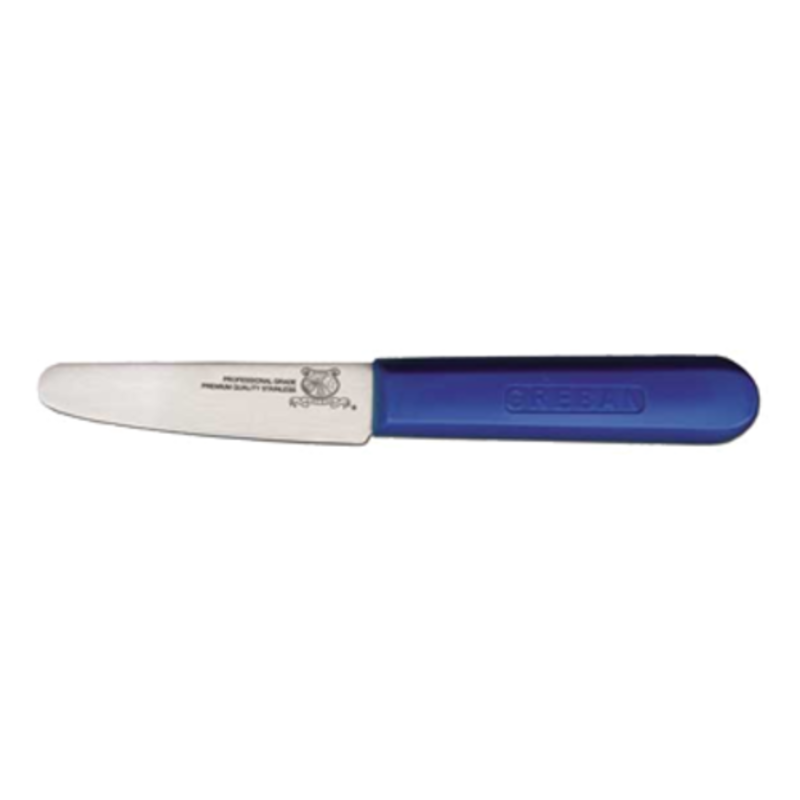 Omcan 12750 3.5-inch Stainless Steel Blade Clam Shucking Knife with blue handle, stainless steel 3.5-inch blade