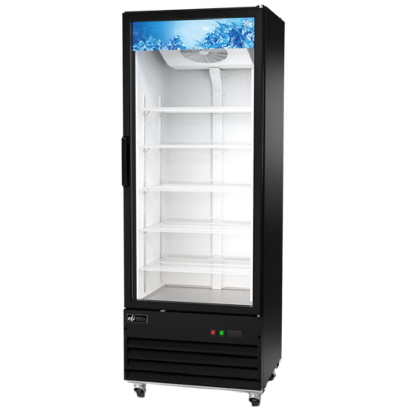 EFI C1-29GDX 29" Wide Glass Door Merchandiser Refrigerator For Showcasing Beverages And Grab-And-Go Items.