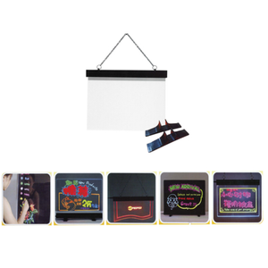 Omcan 39861 LED Fluorescent Write-On Display Board Desktop Hanging with hanging chain, erasable board and LED marker pens
