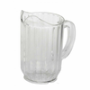 Alt Tag: Omcan 80083 Durable SAN Plastic Beverage Pitcher 1.7 Litre Capacity clear ridged pitcher with handle and pour spout