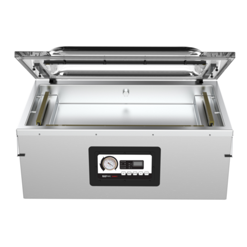 Atmovac DIABLO12D27G Commercial Countertop Vacuum Sealer with Open Lid and Interior View