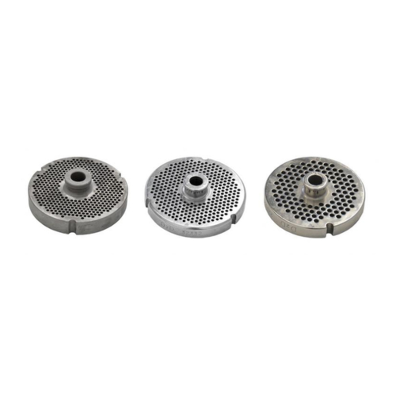 OMCAN 39476 #52 Hard Stainless Steel Meat Grinder Plate 9.5mm replacement machine plate with hub, commercial grinder parts