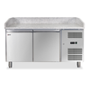 Granite Top Refrigerated Pizza Prep Table With Stainless Steel Doors And Cool Work Surface For Food Preparation