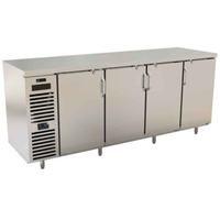 92 Inch Back Bar Refrigerator With Stainless Steel Exterior And Four Sections For Beverage Service