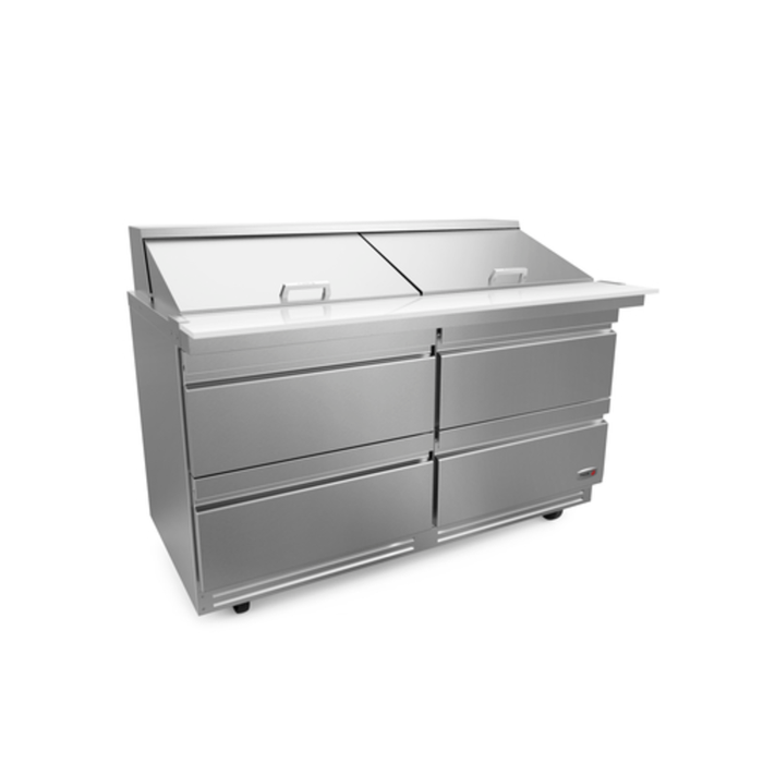 Fagor FMT-60-24-D4-N 60-3/8" Wide Mega Top Sandwich Refrigerator with Four Drawers for Commercial Kitchens.