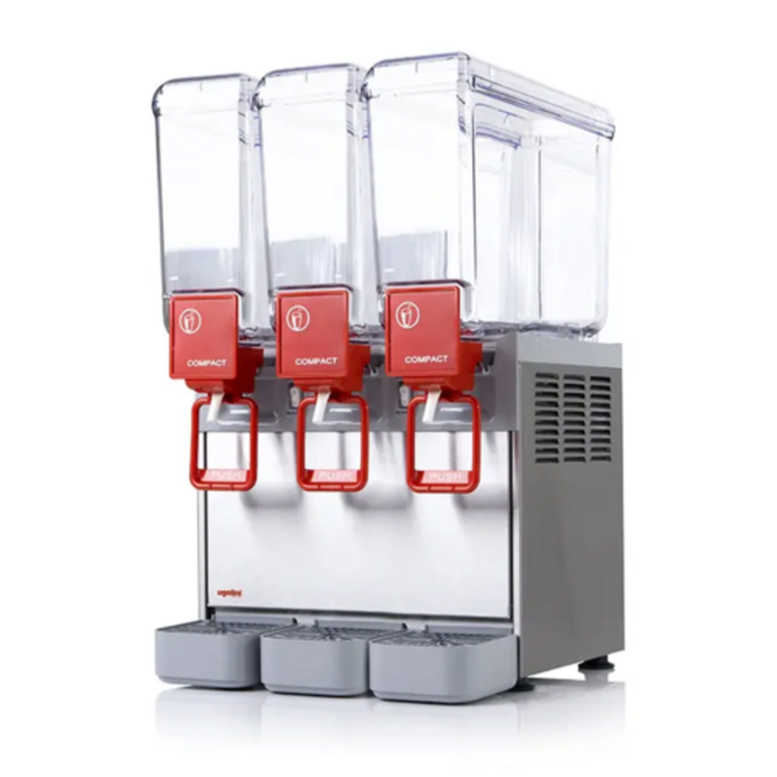 Ugolini 49086 16.9 Quart Dual Bowl Cold Beverage Dispenser compact dual-bowl juice iced tea lemonade dispenser with drip trays