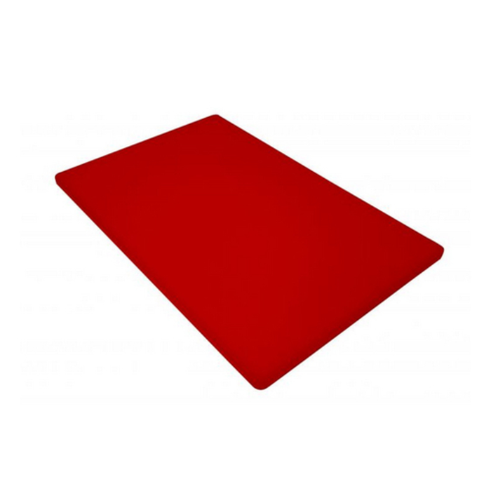 Alt Tag: Omcan 41200 12-Inch Wide Red Rigid Polyethylene Cutting Board, 12" x 18" commercial kitchen food prep board