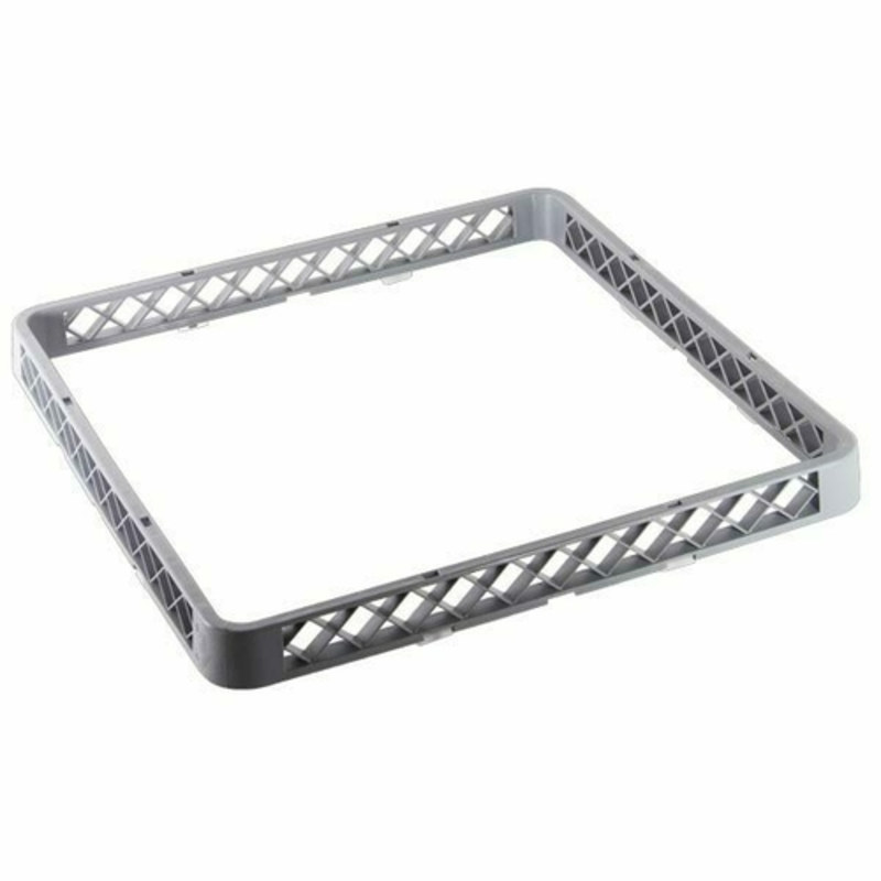 Omcan 43504 Durable Polypropylene Dishwasher Rack Extender for Taller Items - gray commercial dish rack extender frame for added height