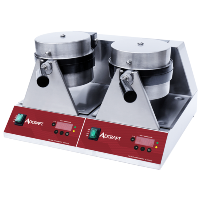 Adcraft BWM7R2S Double Belgian Waffle Maker, 7" Grids, 40 Waffles/Hr Capacity